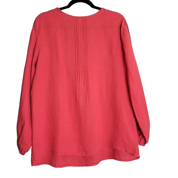 Sundance Women's Medium Linen Tunic V-neck Long Sleeve Pink - Picture 2 of 6